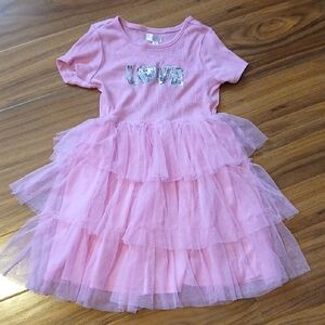 Nanette Pink Tulle Dress with  LOVE Detail
